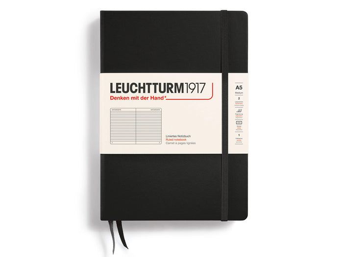 Achat Carnet de notes Leuchtturm A5 à couverture rigide - noir - pages lignées