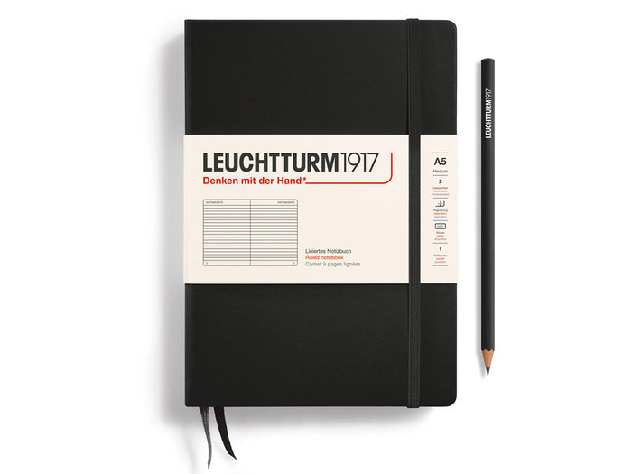 Achat Carnet de notes Leuchtturm A5 à couverture rigide - noir - pages lignées