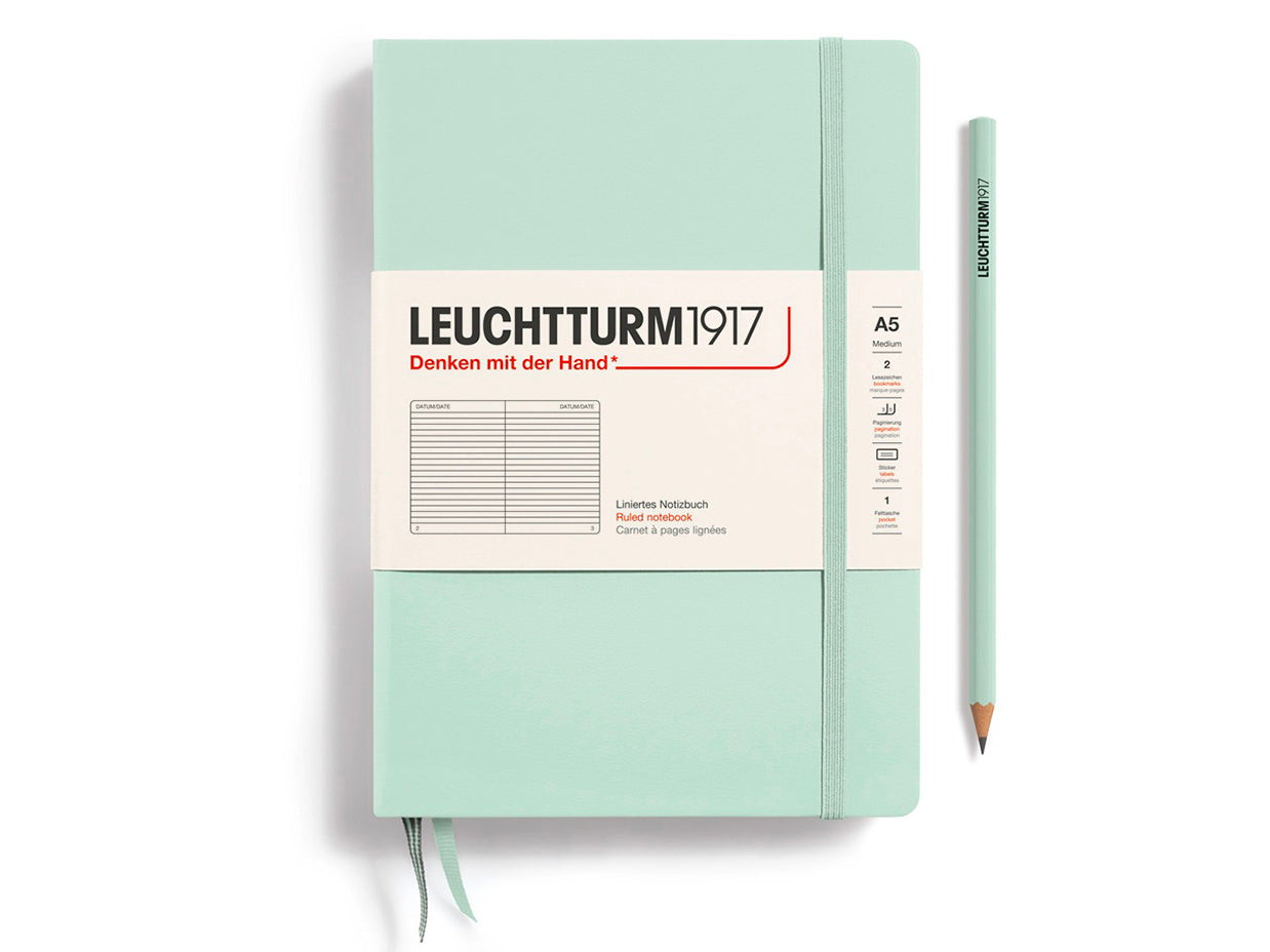 Carnet de notes Leuchtturm A5 à couverture rigide - vert d'eau - pages lignées