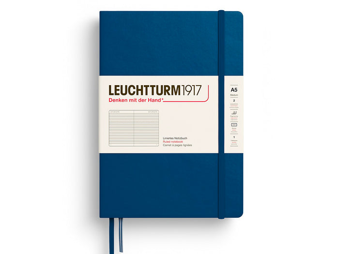 Achat Carnet de notes Leuchtturm A5 à couverture rigide - bleu indigo - pages lignées