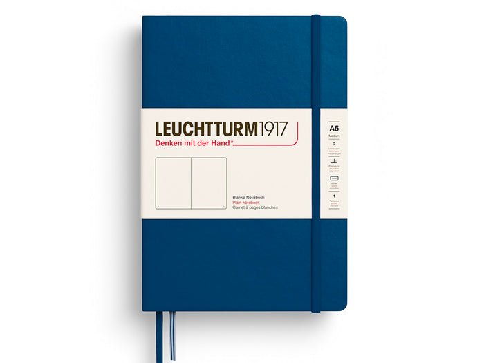 Achat Carnet de notes Leuchtturm A5 à couverture rigide - bleu indigo - pages blanches