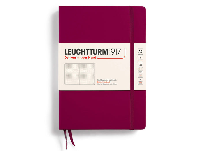Achat Carnet de notes Leuchtturm A5 à couverture rigide - rouge bordeaux - pages dots