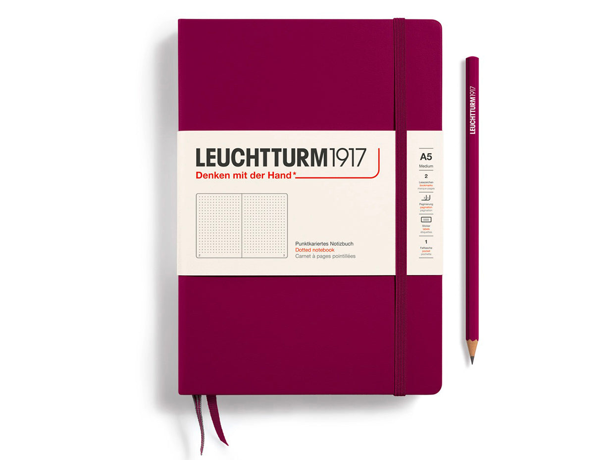 achat Carnet de notes Leuchtturm A5 à couverture rigide - rouge bordeaux - pages dots