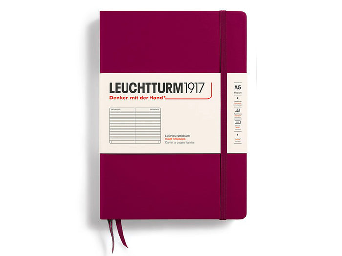 Achat Carnet de notes Leuchtturm A5 à couverture rigide - rouge bordeaux - pages lignées