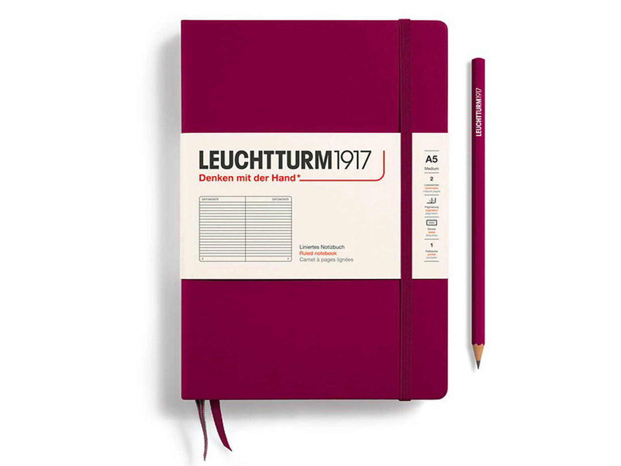 achat Carnet de notes Leuchtturm A5 à couverture rigide - rouge bordeaux - pages lignées