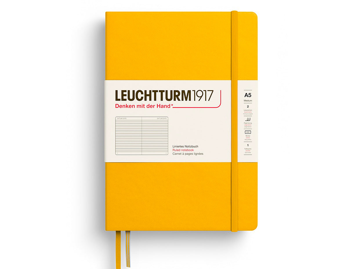 Achat Carnet de notes Leuchtturm A5 à couverture rigide - jaune tournesol - pages lignées