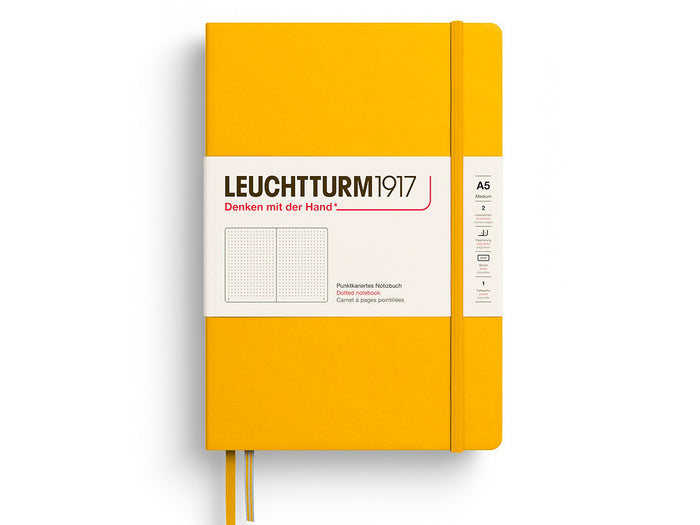 Achat Carnet de notes Leuchtturm A5 à couverture rigide - jaune tournesol - pages dots