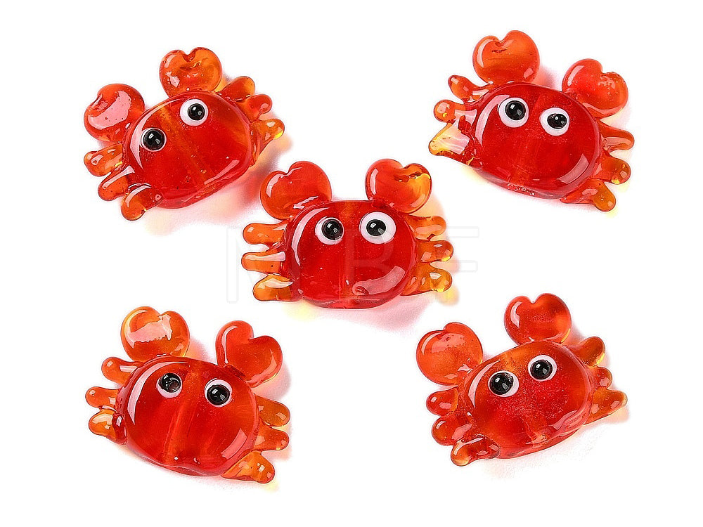 achat Breloque crabe rouge en verre coloré