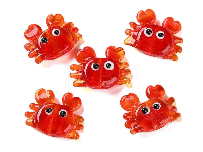 Achat Breloque crabe rouge en verre coloré