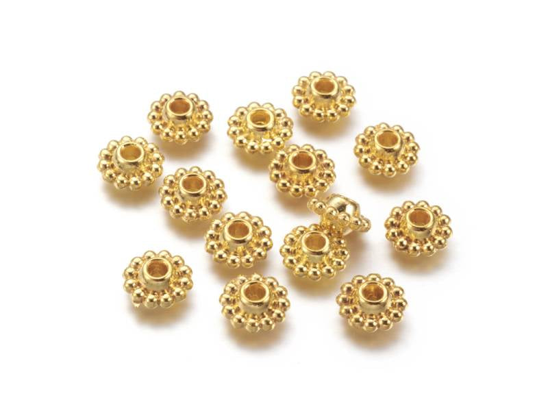 achat Lot de 20 perles intercalaires fleurs - Doré