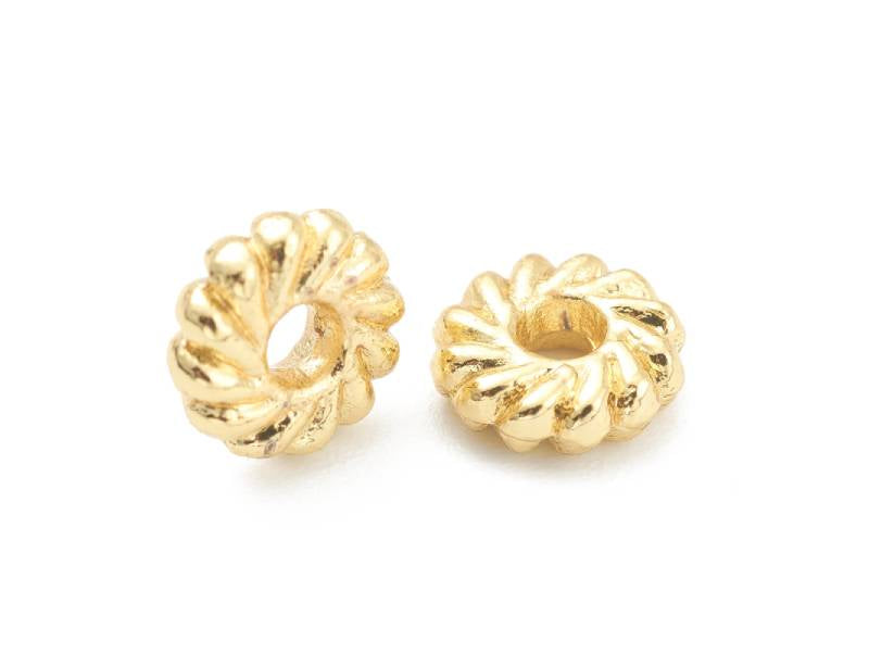 Achat Lot de 20 perles intercalaires disque fleurs - Doré à l'or fin