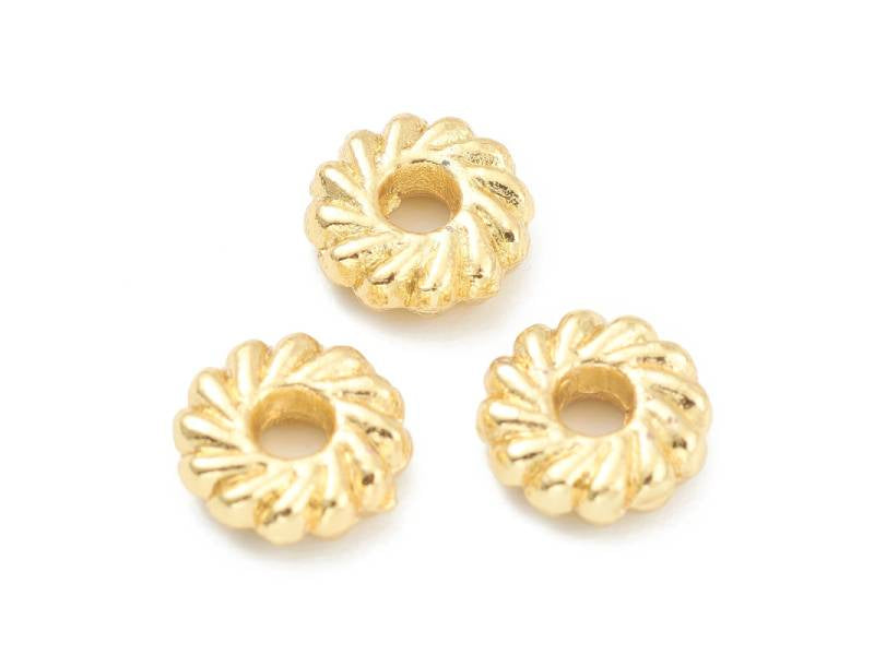 achat Lot de 20 perles intercalaires disque fleurs - Doré à l'or fin