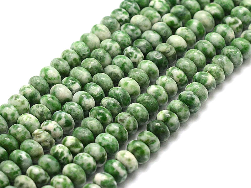 Achat Lot de 20 perles rondelles - Jaspe à pois verts