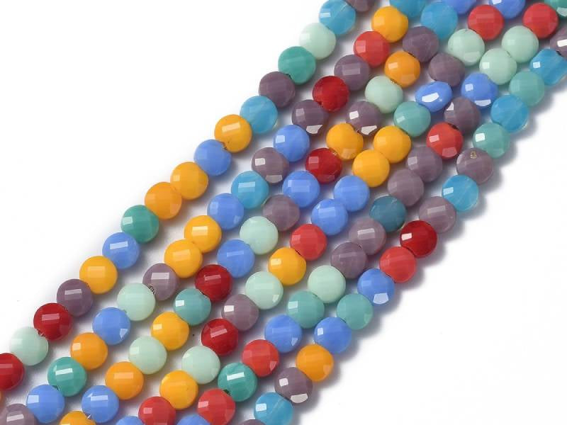 Achat Lot de 20 perles en verre à facettes - Plat rond - Multicolore