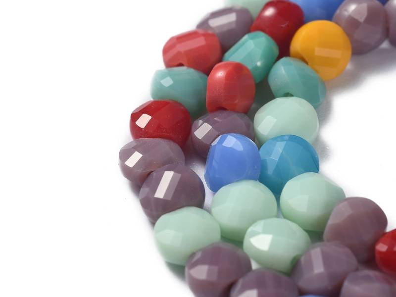 Achat Lot de 20 perles en verre à facettes - Plat rond - Multicolore