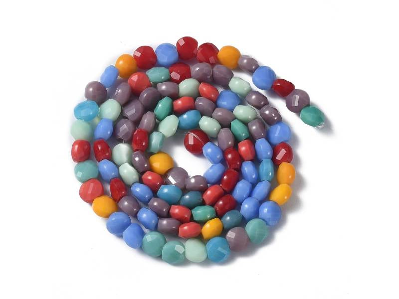achat Lot de 20 perles en verre à facettes - Plat rond - Multicolore