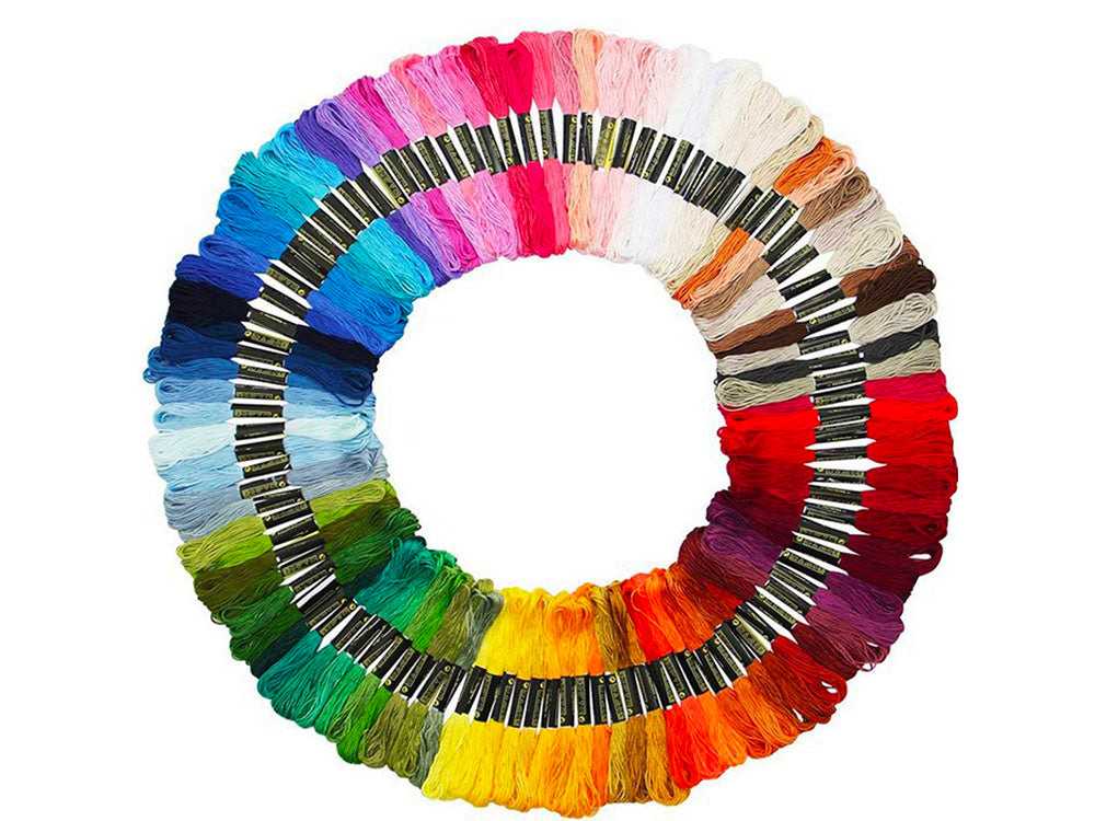 achat 100 Écheveaux de fils en polycotton à broder - 100 couleurs