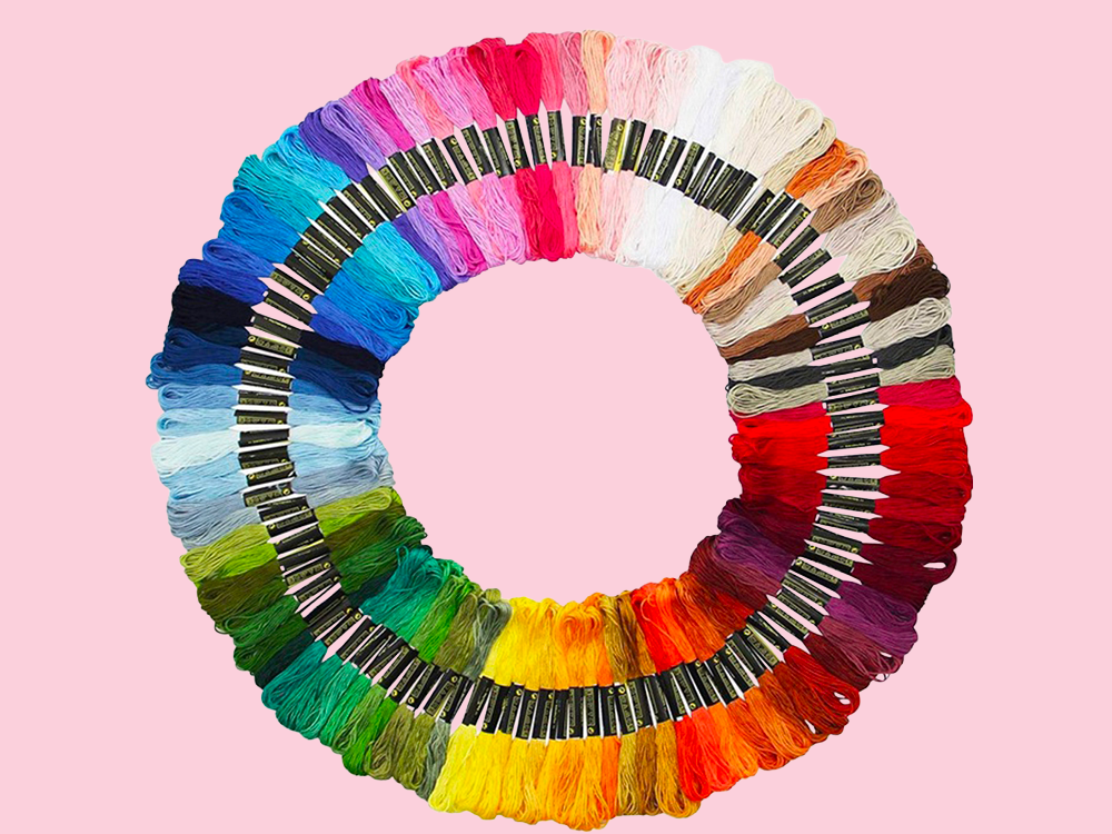achat 100 Écheveaux de fils en polycotton à broder - 100 couleurs