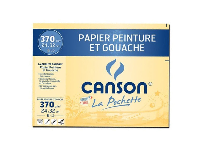 Achat Pochette papier peinture et gouache Canson - 24 x 32 cm 370 g/m²