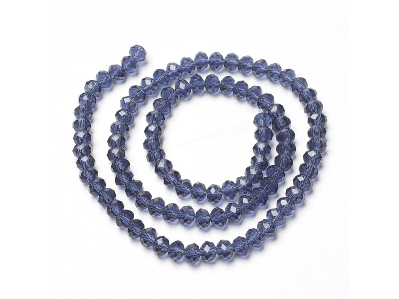 Achat Lot de 20 perles en verre à facettes - Bleu ardoise