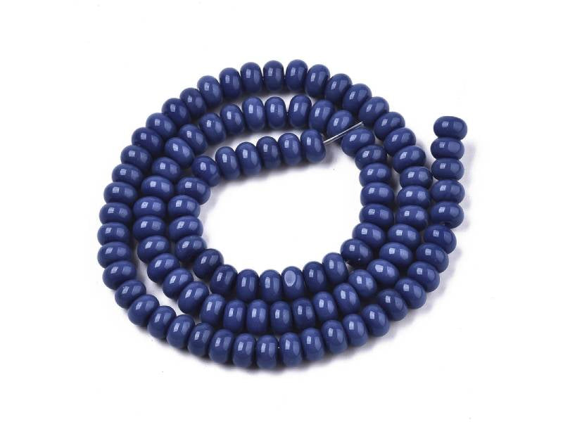 Achat Lot de 20 perles rondelles en verre - Bleu foncé