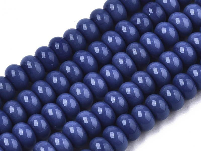 Achat Lot de 20 perles rondelles en verre - Bleu foncé