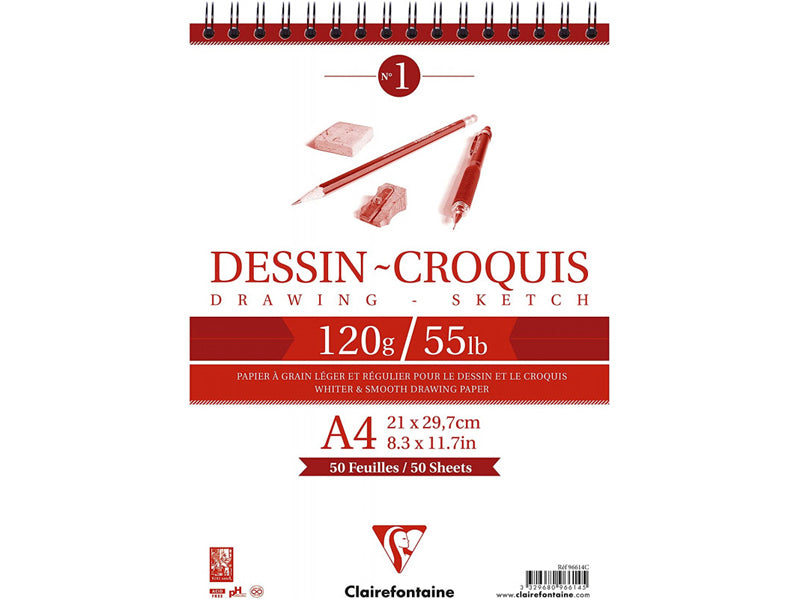 Achat Bloc de dessin-croquis A4 à spirales - 120g Clairefontaine