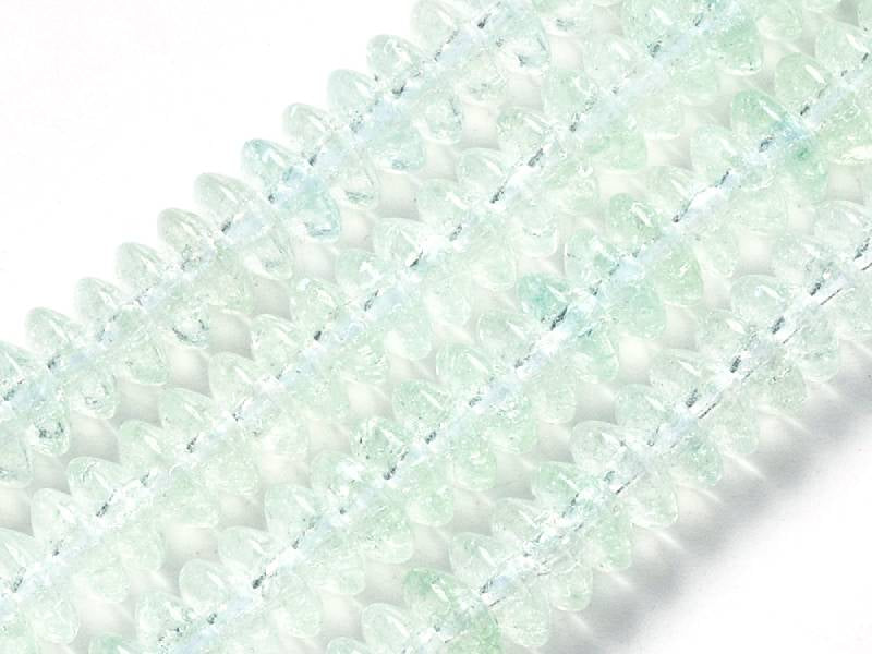 Achat Lot de 20 perles rondelles en verre craquelé - Aigue-marine