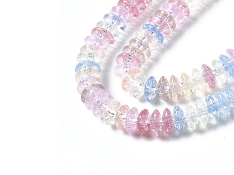 achat Lot de 20 perles rondelles en verre craquelé - Multicolore