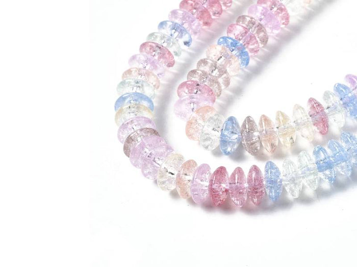 Achat Lot de 20 perles rondelles en verre craquelé - Multicolore