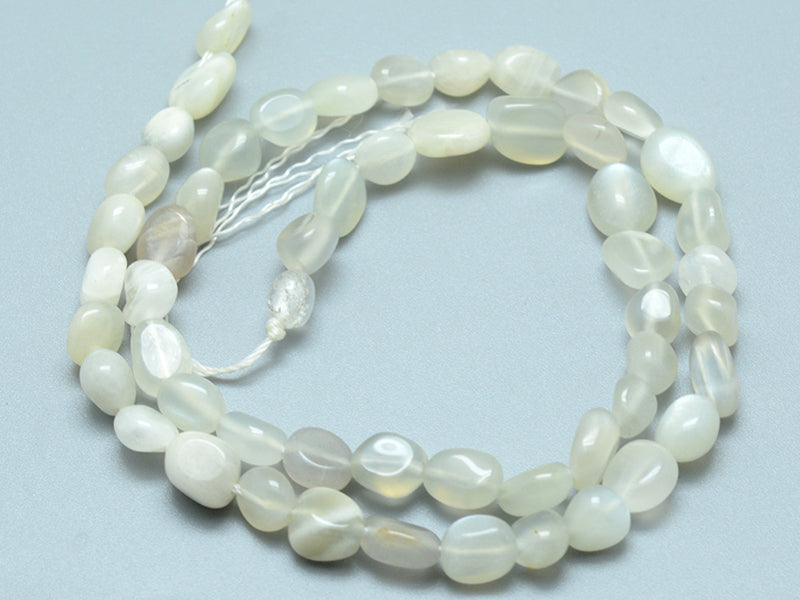 achat Lot de 20 perles en pierre de lune - Blanc