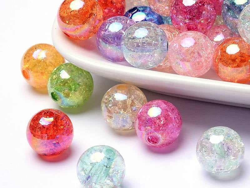 Achat Lot de 50 perles rondes en acrylique craquelé - Bubblegum