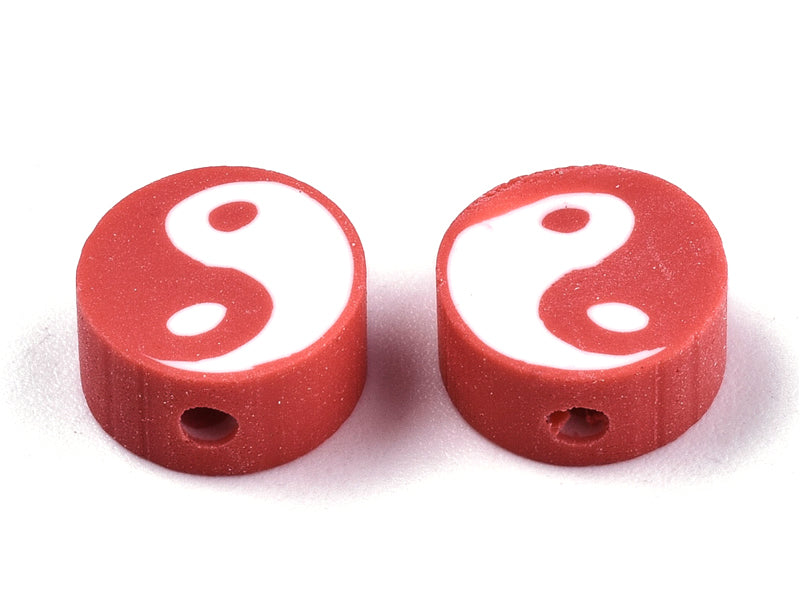 Achat Lot de 20 perles en pâte polymère - Yin yang - Couleur aléatoire