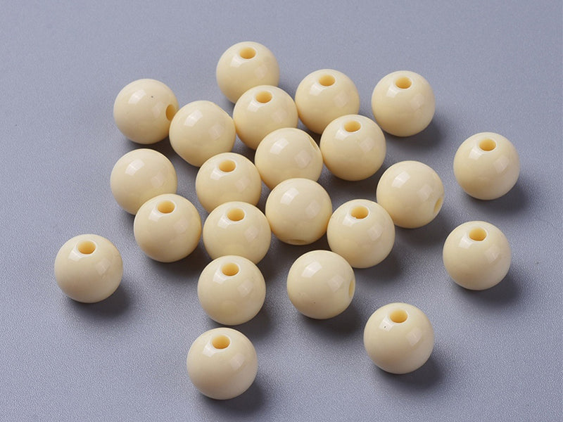 achat Lot de 50 perles rondes en plastique - Crème