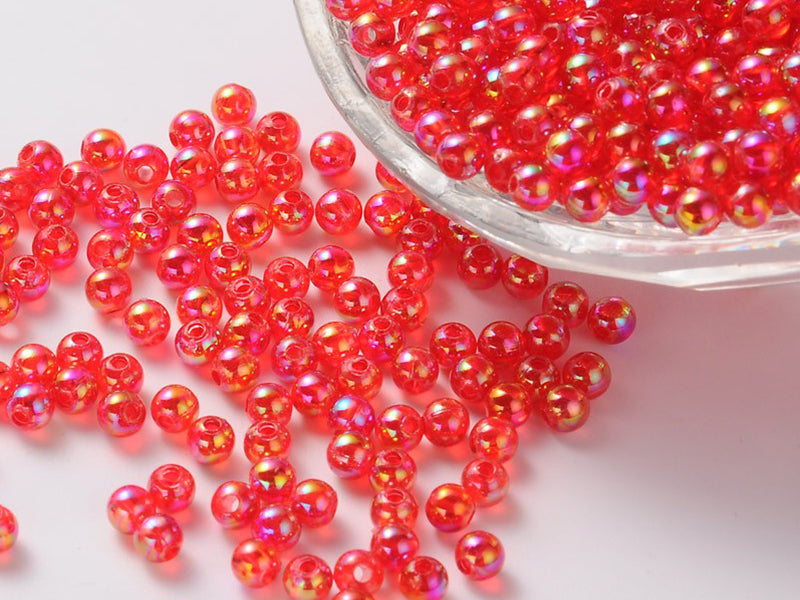 Achat Lot de 50 perles rondes en acrylique transparentes - Rouge