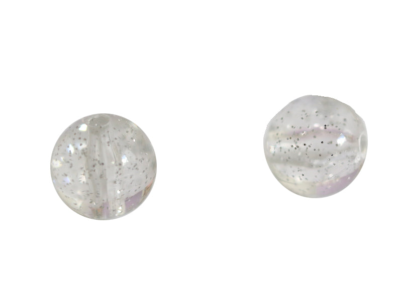 Achat Lot de 50 perles rondes en acrylique transparentes - Pailleté argenté