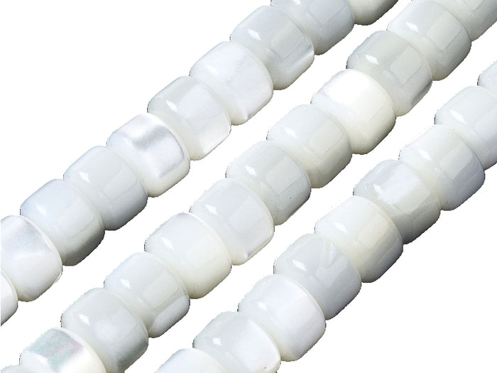 Achat Lot de 20 perles colonnes 6 mm - Coquille de trochid - Blanc