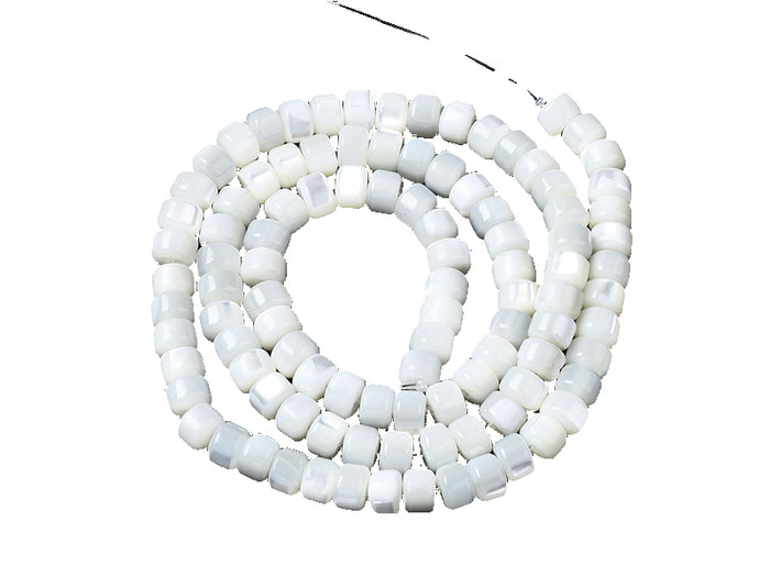 Achat Lot de 20 perles colonnes 6 mm - Coquille de trochid - Blanc