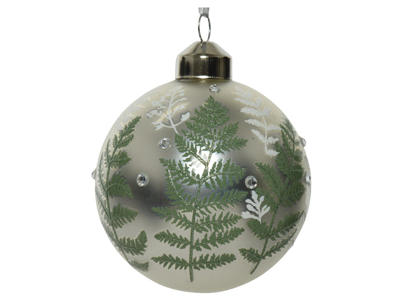 Achat Boule de Noël en verre argent -  Branchages  - 8 cm