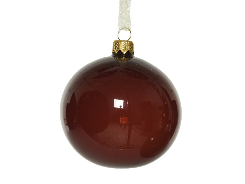 Achat Boule de Noël en verre fumé - Transparent bordeaux - 8 cm