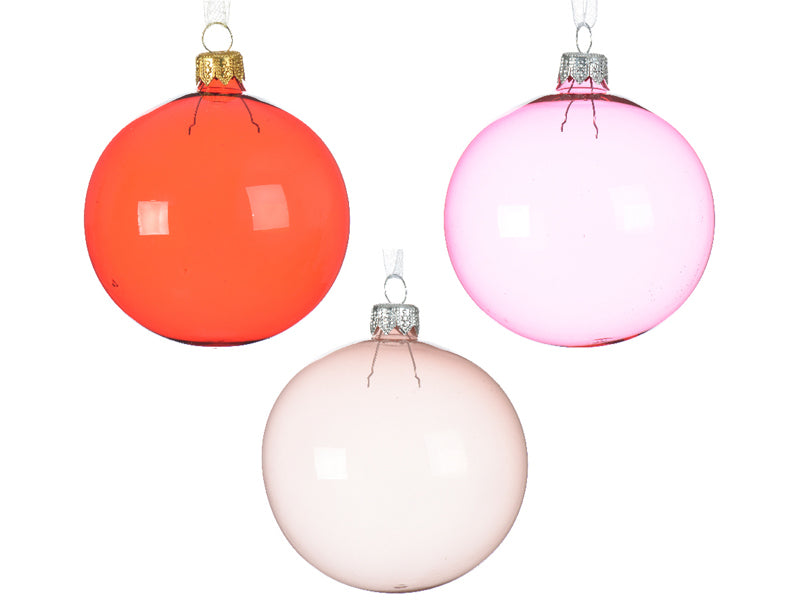 Achat Boule de Noël en verre fumé - Transparent fushia- 8 cm