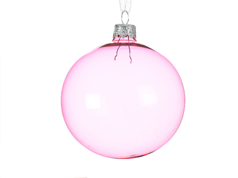 Achat Boule de Noël en verre fumé - Transparent fushia- 8 cm