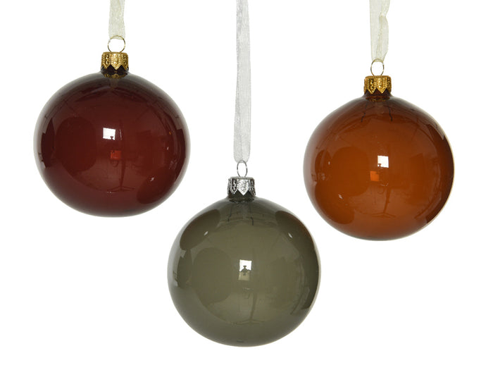 Achat Boule de Noël en verre fumé - Transparent marron glacé - 8 cm