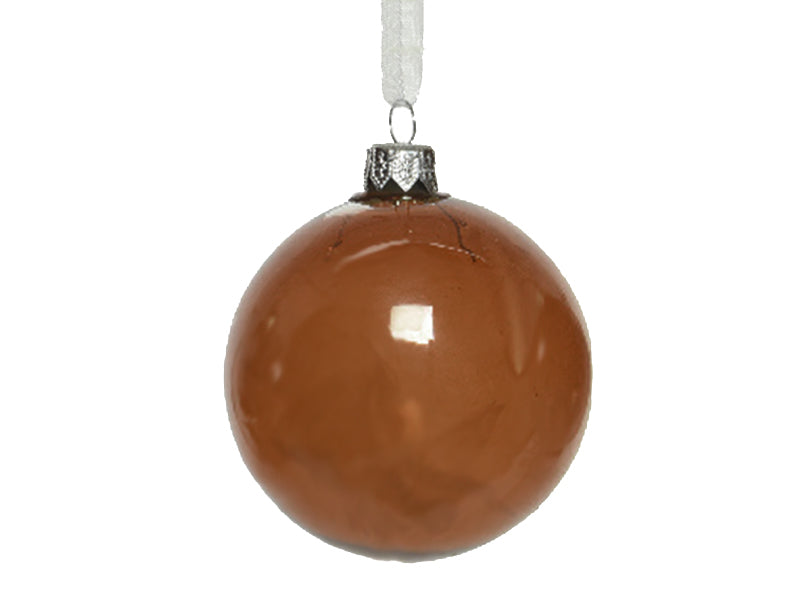 Achat Boule de Noël en verre fumé - Transparent marron glacé - 8 cm