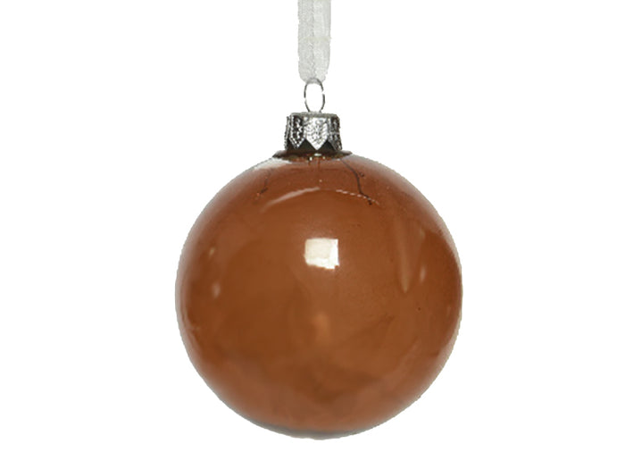 Achat Boule de Noël en verre fumé - Transparent marron glacé - 8 cm