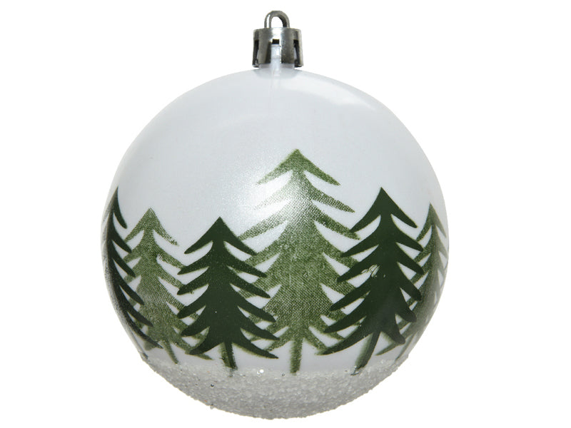 Achat Boule de Noël incassable - Sapins et neige paillettes - 8 cm