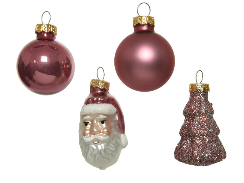 Achat Lot de 9 Mini boules et figurines de Noël en verre - Rose -3 cm