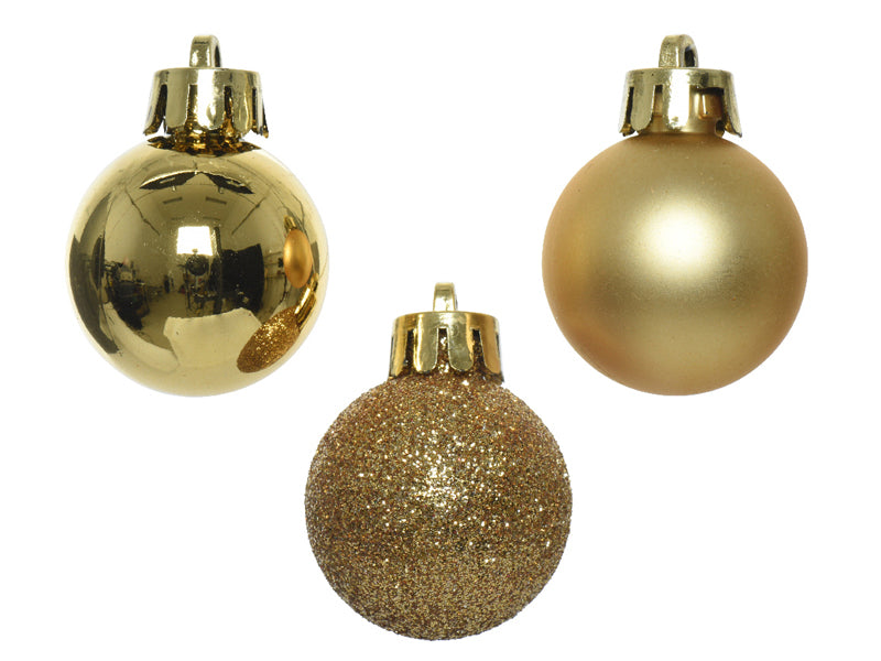 achat Lot de 14 Mini boules de Noël incassables - Doré - 3 cm