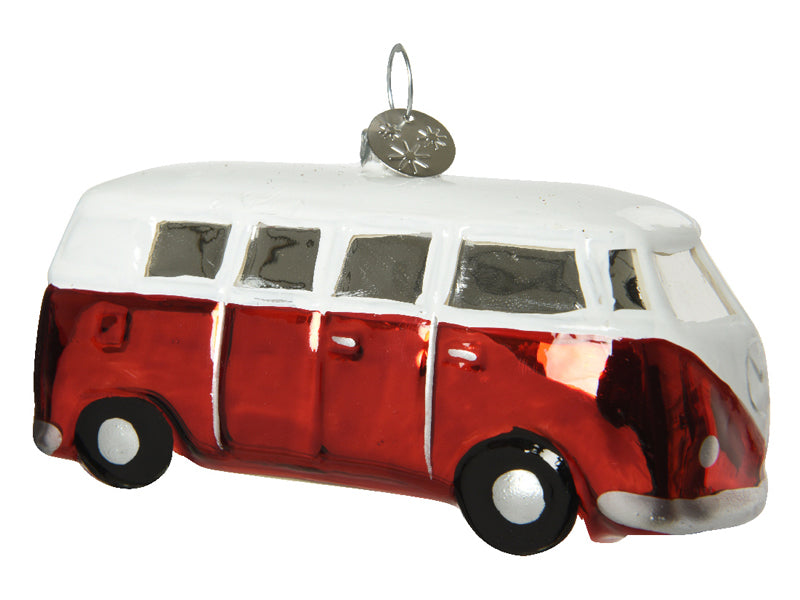 Achat Suspension de Noël en verre - Combi 70's rouge