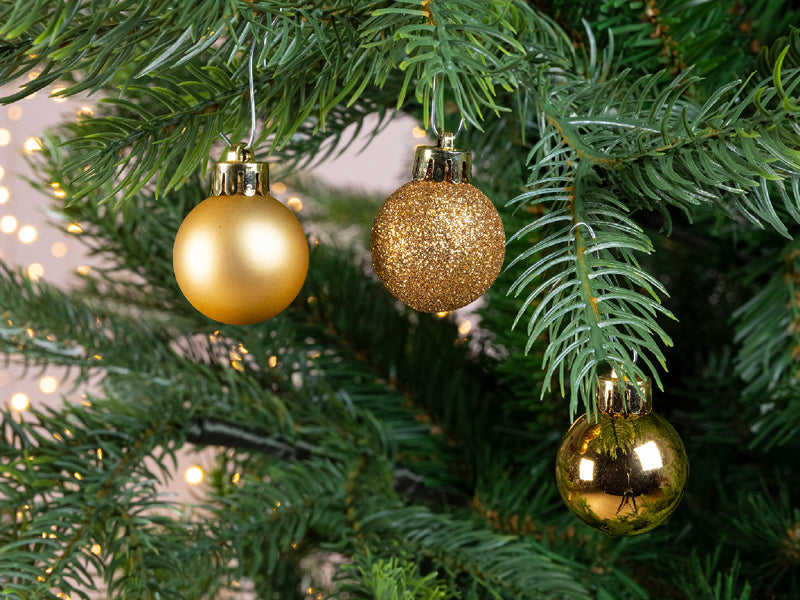 achat Lot de 14 Mini boules de Noël incassables - Doré - 3 cm